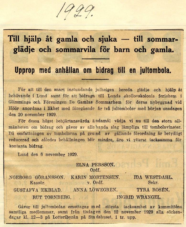 Tidningsklipp 1929.