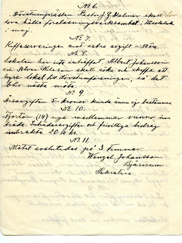 Protokoll från föreningens första möte 25 mars 1923, sida 2.