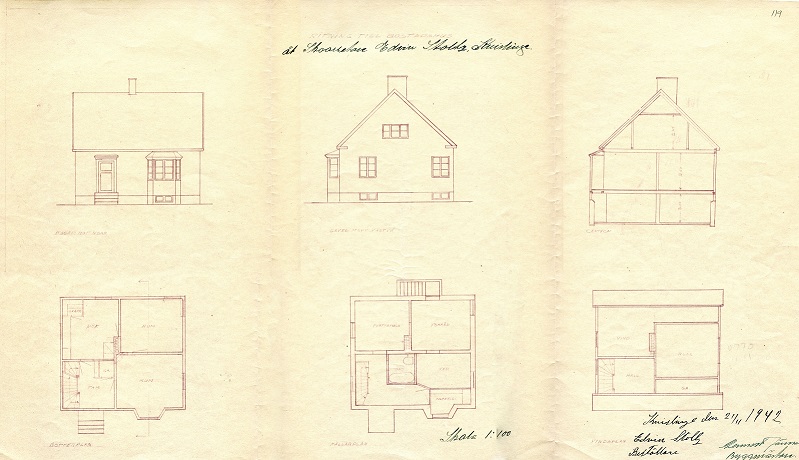 Ritning från 1942. Ur: Knislinge Egnahemsförenings arkiv